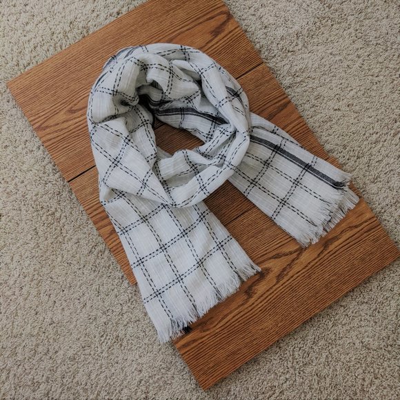Ann Taylor Double Windowpane Blanket Scarf - Picture 1 of 2